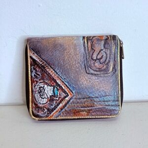 NEW Jane Yoo Vintage Hand Painted Leather Wallet